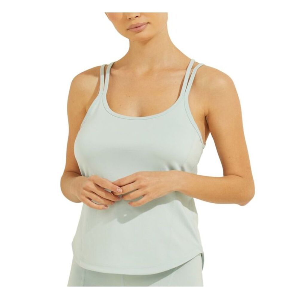GUESS Womens Light Blue Stretch Spaghetti Strap Scoop Neck Tank Top M